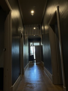 Studio hallway with timber floors
